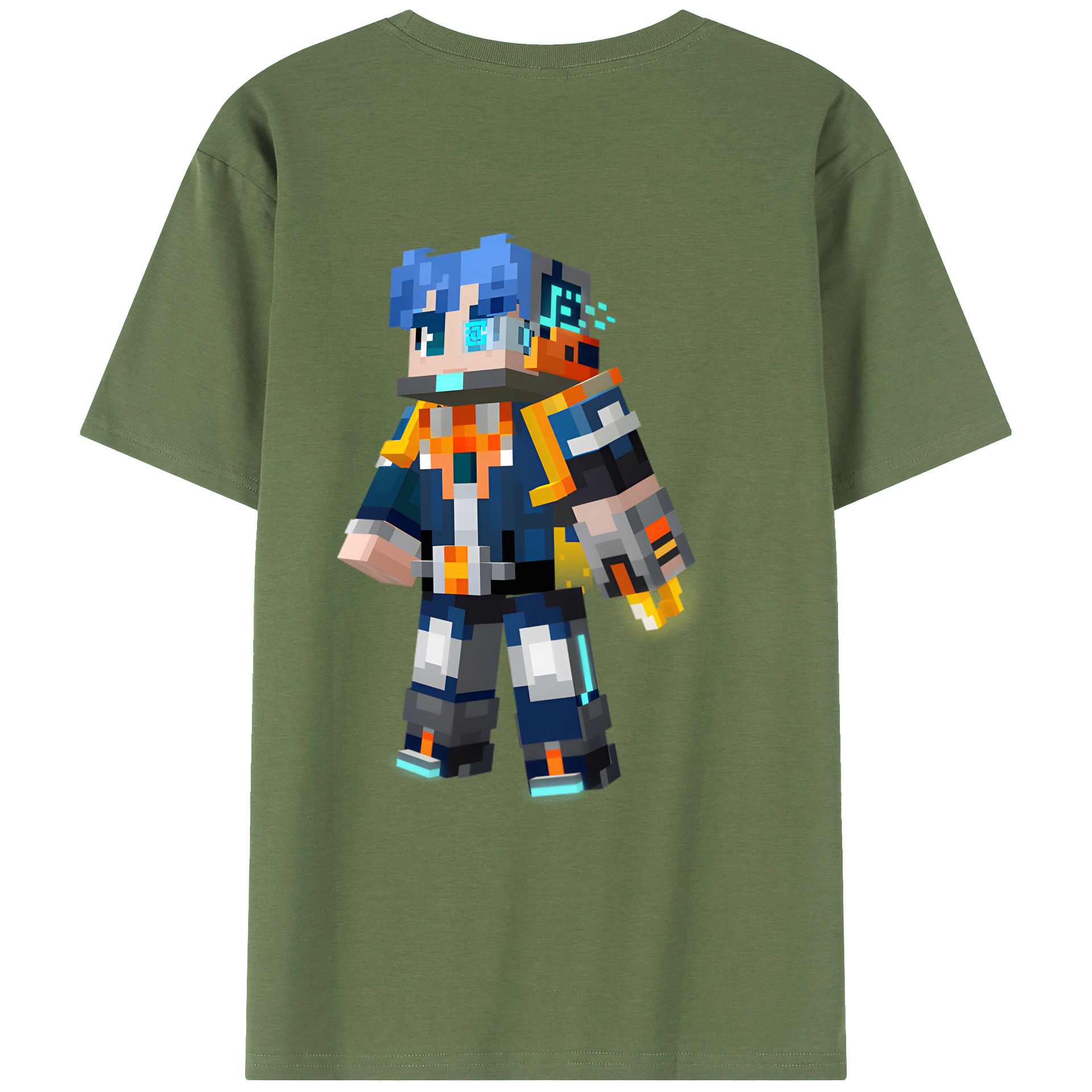 （画像用） マインクラフト ブロックの世界 Minecraft MC Block world 綿100％ メンズ半袖Tシャツ（バックプリント） 通気性